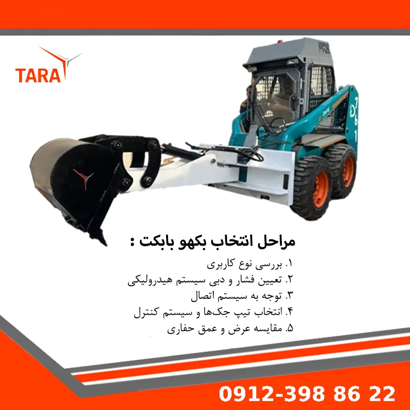 بکهو بابکت متناسب با توان هیدرولیک مینی لودر برای حفاری ایمن و دقیق
